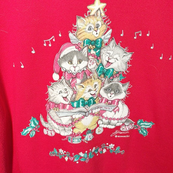 Vintage Christmas Cats Jumper Sweatshirt - Picture 3 of 7